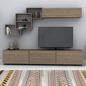 Σύνθεση τηλεόρασης Free Megapap χρώμα καρυδί 210x35x38εκ.