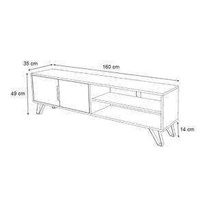 Έπιπλο τηλεόρασης Foot Megapap χρώμα καρυδί 160x35x49εκ.