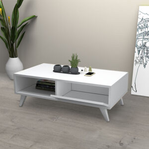 Τραπεζάκι σαλονιού Aster Megapap χρώμα λευκό 120x56x40εκ.