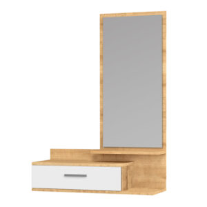 Έπιπλο εισόδου - τουαλέτα Joy Megapap με καθρέπτη χρώμα φυσικό οξιάς - λευκό 80x35x116εκ.