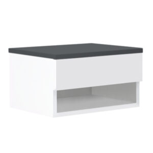 Κομοδίνο επιτοίχιο Mary Megapap χρώμα ανθρακί - λευκό 40x30x23εκ.