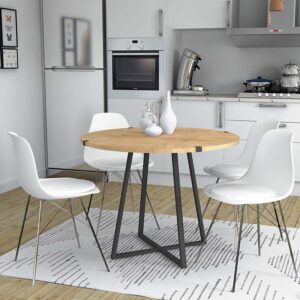 Τραπέζι Rubes Megapap χρώμα φυσικό οξιάς - ανθρακί 100x100x78εκ.