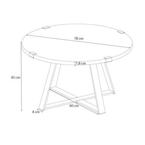 Τραπεζάκι σαλονιού Mauricio Megapap χρώμα γκρι σκυροδέματος 78x78x43εκ.