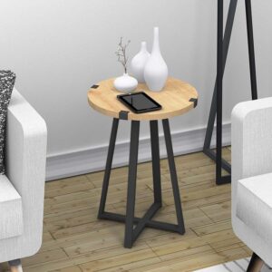 Τραπεζάκι βοηθητικό Pedro Megapap χρώμα φυσικό οξιάς - ανθρακί 44x44x58εκ.