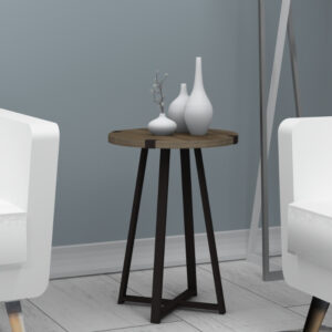 Τραπεζάκι βοηθητικό Pedro Megapap χρώμα καρυδί - ανθρακί 44x44x58εκ.