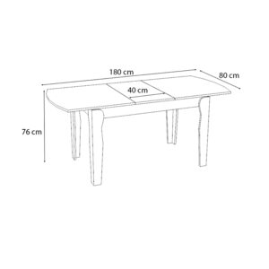 Τραπέζι Marlon Megapap επεκτεινόμενο χρώμα καρυδί 140+40x80x76εκ.