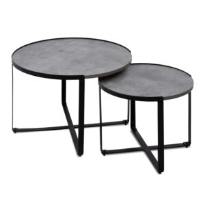 Σετ τραπεζάκια σαλονιού Davis Megapap 2τμχ. χρώμα γκρι σκυροδέματος 70x69x46εκ.