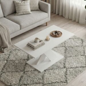 Τραπεζάκι σαλονιού Marcello Megapap χρώμα λευκό 110x55x47εκ.