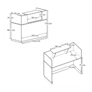 Γραφείο υποδοχής - reception Lemmon Megapap χρώμα καρυδί 160x70x110εκ.