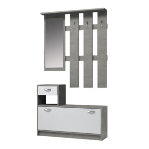 Έπιπλο εισόδου Raynold Megapap χρώμα γκρι σκυροδέματος - λευκό 100x30x180εκ.