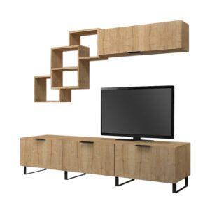 Σύνθεση τηλεόρασης Heydar Megapap χρώμα φυσικό οξιάς 210x35x40εκ.