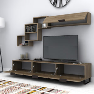 Σύνθεση τηλεόρασης Heydar Megapap χρώμα καρυδί 210x35x40εκ.