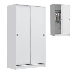 Ντουλάπα ρούχων Misra Megapap δίφυλλη συρόμενη χρώμα λευκό 94x52x182εκ.