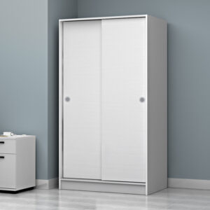 Ντουλάπα ρούχων Misra Megapap δίφυλλη συρόμενη χρώμα λευκό 94x52x182εκ.