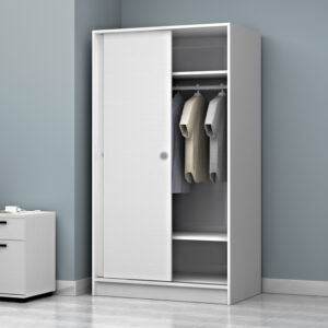 Ντουλάπα ρούχων Misra Megapap δίφυλλη συρόμενη χρώμα λευκό 94x52x182εκ.