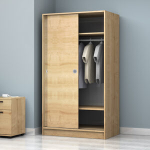 Ντουλάπα ρούχων Misra Megapap δίφυλλη συρόμενη χρώμα φυσικό οξιάς 94x52x182εκ.