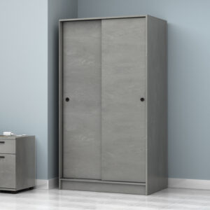 Ντουλάπα ρούχων Misra Megapap δίφυλλη συρόμενη χρώμα γκρι σκυροδέματος 94x52x182εκ.