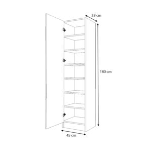 Ντουλάπα ρούχων - παπουτσοθήκη Petro Megapap μονόφυλλη χρώμα καρυδί 45x38x180εκ.