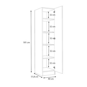 Ντουλάπα ρούχων Ricardo Megapap μονόφυλλη χρώμα φυσικό οξιάς 40x51,8x181εκ.