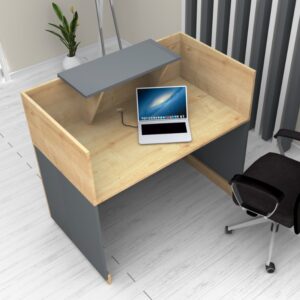 Γραφείο υποδοχής - reception Lemmon Megapap χρώμα φυσικό οξιάς - ανθρακί 120x70x110εκ.