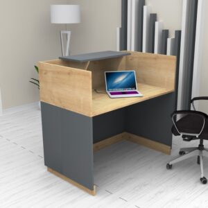 Γραφείο υποδοχής - reception Lemmon Megapap χρώμα φυσικό οξιάς - ανθρακί 120x70x110εκ.