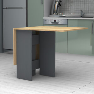 Τραπέζι Pepe Megapap επεκτεινόμενο χρώμα ανθρακί - φυσικό οξιάς 28(56+56)x77x75εκ.