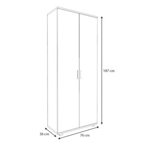 Ντουλάπα ρούχων - παπουτσοθήκη Eric Megapap δίφυλλη χρώμα λευκό 76x36x187εκ.