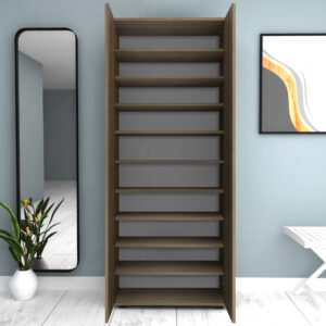 Ντουλάπα ρούχων - παπουτσοθήκη Eric Megapap δίφυλλη χρώμα καρυδί 76x36x187εκ.