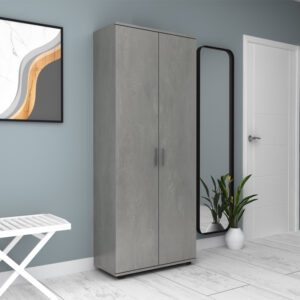 Ντουλάπα ρούχων - παπουτσοθήκη Eric Megapap δίφυλλη χρώμα γκρι σκυροδέματος 76x36x187εκ.
