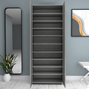 Ντουλάπα ρούχων - παπουτσοθήκη Eric Megapap δίφυλλη χρώμα γκρι σκυροδέματος 76x36x187εκ.