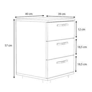 Κομοδίνο - Συρταριέρα γραφείου Roco Megapap χρώμα καρυδί 40x39x57εκ.