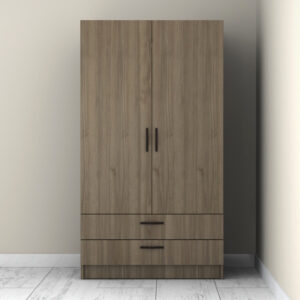 Ντουλάπα ρούχων Victoria Megapap δίφυλλη με συρτάρια χρώμα καρυδί 100x60x181εκ.