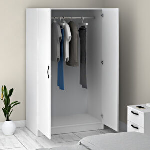 Ντουλάπα ρούχων Victoria Megapap δίφυλλη χρώμα λευκό 100x60x181εκ.