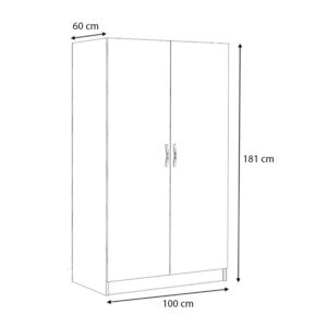 Ντουλάπα ρούχων Victoria Megapap δίφυλλη χρώμα λευκό 100x60x181εκ.