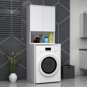 Έπιπλο πλυντηρίου Cozen Megapap χρώμα λευκό 65x60x178εκ.