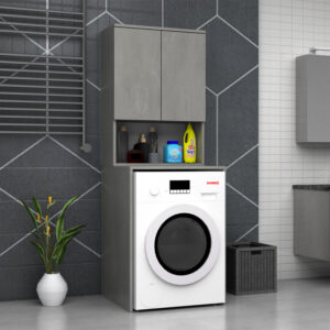 Έπιπλο πλυντηρίου Cozen Megapap χρώμα γκρι σκυροδέματος 65x60x178εκ.