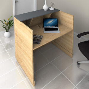 Γραφείο υποδοχής - reception Gemini Megapap χρώμα φυσικό οξιάς - ανθρακί 100x70x110εκ.