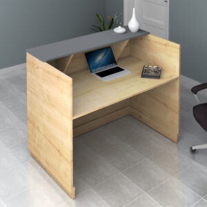 Γραφείο υποδοχής - reception Gemini Megapap χρώμα φυσικό οξιάς - ανθρακί 120x70x110εκ.