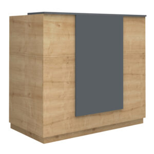 Γραφείο υποδοχής - reception Gemini Megapap χρώμα φυσικό οξιάς - ανθρακί 150x70x110εκ.