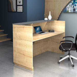 Γραφείο υποδοχής - reception Gemini Megapap χρώμα φυσικό οξιάς - ανθρακί 180x70x110εκ.