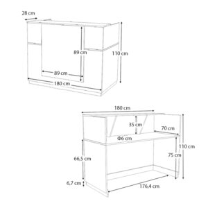 Γραφείο υποδοχής - reception Gemini Megapap χρώμα λευκό 180x70x110εκ.