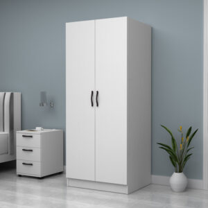Ντουλάπα ρούχων Vivian Megapap δίφυλλη χρώμα λευκό 80x51,8x181εκ.