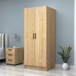 Ντουλάπα ρούχων Vivian Megapap δίφυλλη χρώμα φυσικό οξιάς 80x51,8x181εκ.