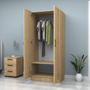 Ντουλάπα ρούχων Vivian Megapap δίφυλλη χρώμα φυσικό οξιάς 80x51,8x181εκ.