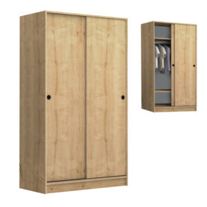 Ντουλάπα ρούχων Regio Megapap δίφυλλη συρόμενη χρώμα φυσικό οξιάς 100x60x181εκ.