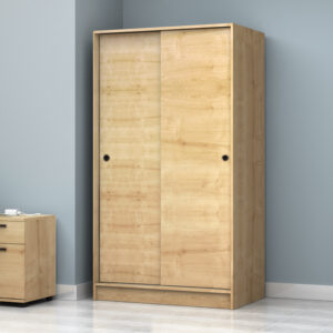 Ντουλάπα ρούχων Regio Megapap δίφυλλη συρόμενη χρώμα φυσικό οξιάς 100x60x181εκ.