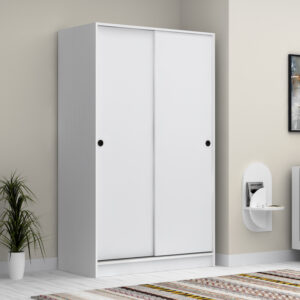 Ντουλάπα ρούχων Regio Megapap δίφυλλη συρόμενη χρώμα λευκό 120x60x200εκ.