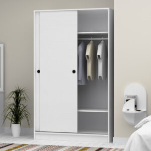 Ντουλάπα ρούχων Regio Megapap δίφυλλη συρόμενη χρώμα λευκό 120x60x200εκ.