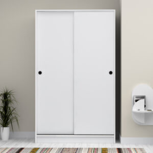 Ντουλάπα ρούχων Regio Megapap δίφυλλη συρόμενη χρώμα λευκό 120x60x200εκ.