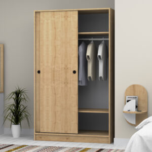 Ντουλάπα ρούχων Regio Megapap δίφυλλη συρόμενη χρώμα φυσικό οξιάς 120x60x200εκ.